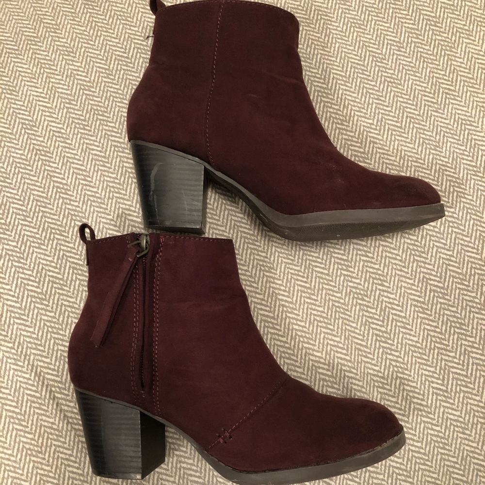 Burgundy booties